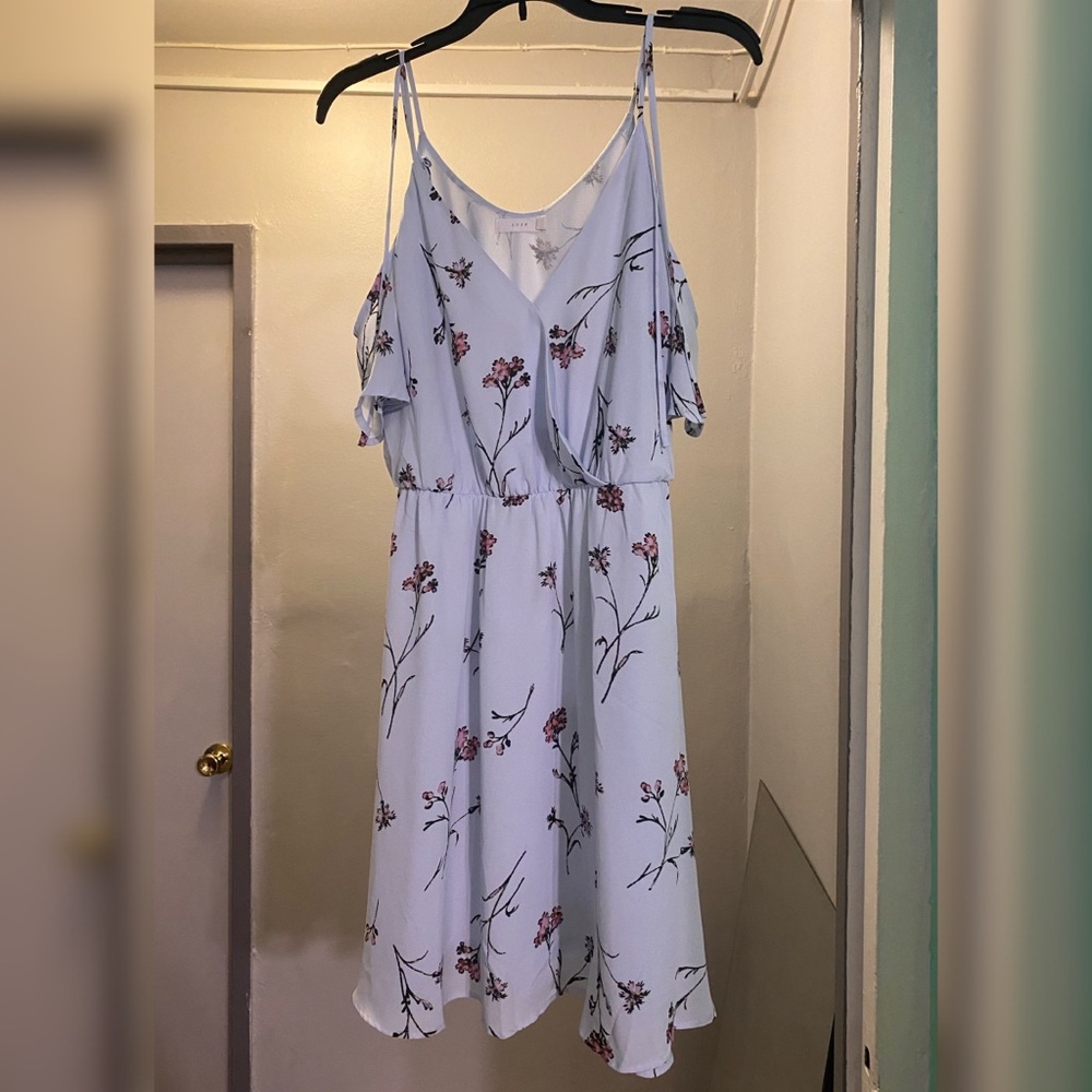 Adorable Blue Floral Summer Sleeve Cut Dress